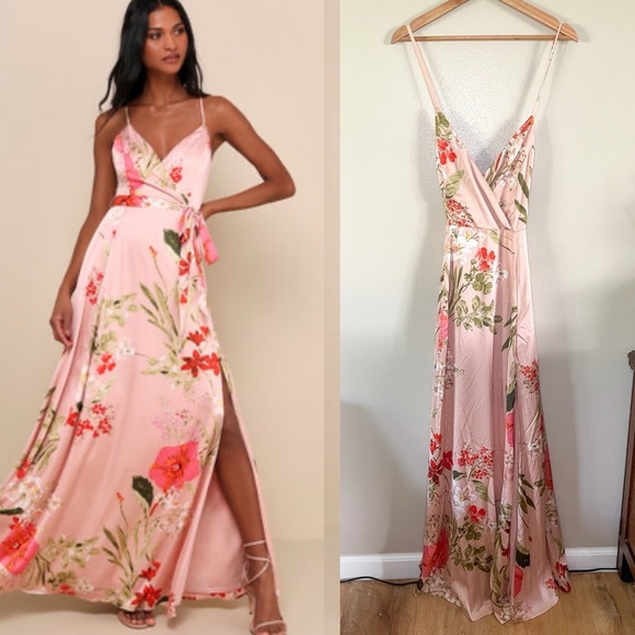 Lulu’s | NWT “Still the One” Floral Maxi Satin Strappy Dress - Picture 1 of 12